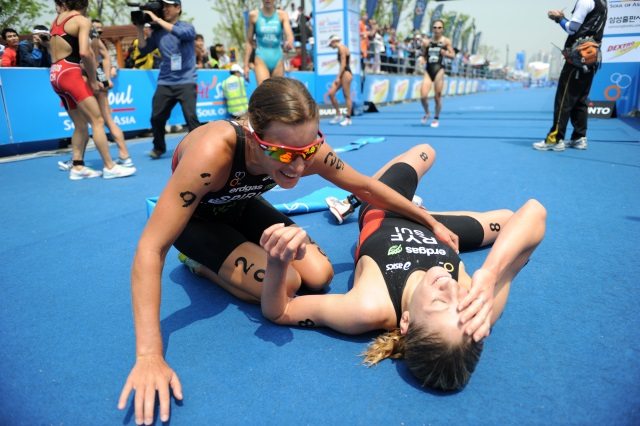 Nicola Spirig and Daniela Ryf at ITU race - photo ITU Nicola Spirig and Daniela Ryf at ITU race - photo ITU