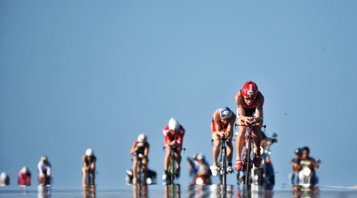 Bikes on the road at IRONMAN World Championships in Kona, Hawaii
