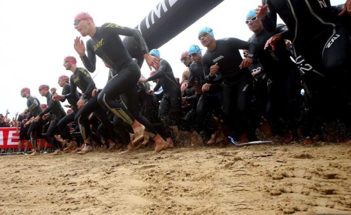 IRONMAN swim start in Italy IRONMAN swim start in Italy