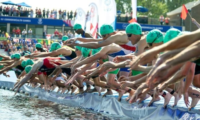 Glasgow Commonweath Games 2014 - Mens Triathlon Swim Start Glasgow Commonweath Games 2014 - Mens Triathlon Swim Start