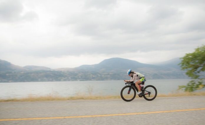 Triathlete on the bike in Penticton, Canada