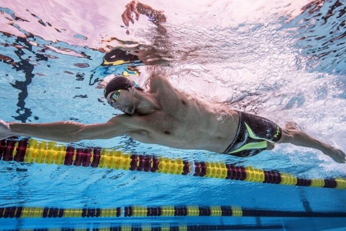 Michael Phelps swims in MP brand apparel Michael Phelps swims in MP brand apparel
