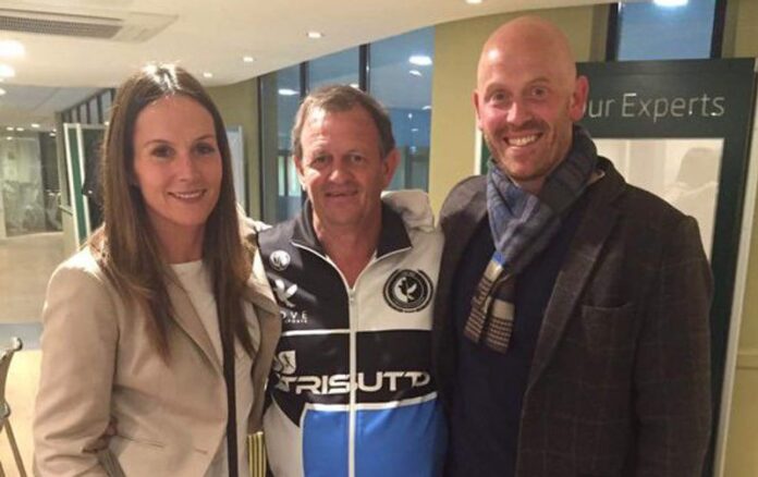 Coaches Annie Emmerson and Brett Sutton with Alex Smith in London