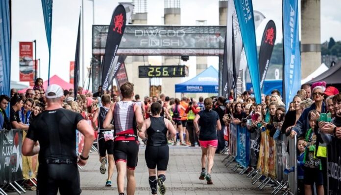 Cardiff Triathlon finish line