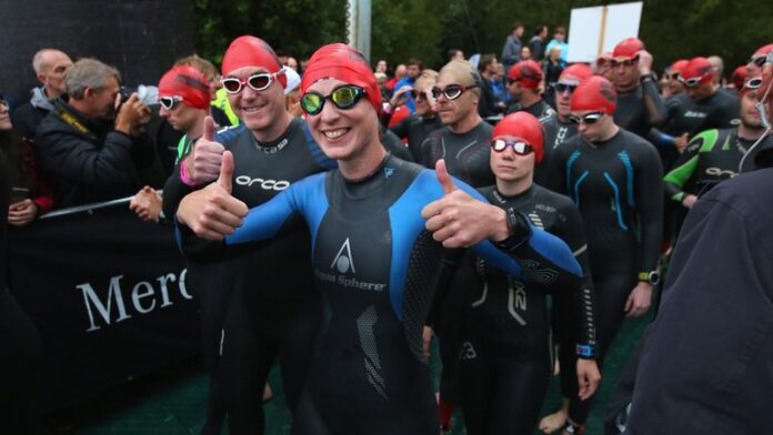 IRONMAN UK Competitors get ready to compete in the swim leg during Ironman UK on July 16, 2017 in Bolton, England. Photo by Alex Livesey/Getty Images for Ironman
