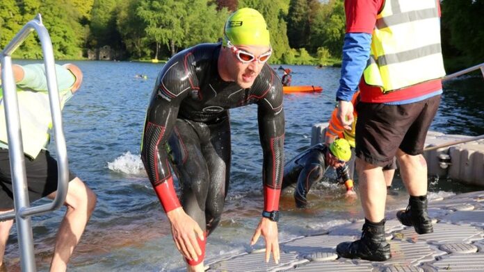 Immortal triathlete - swim exit at Stourhead Immortal triathlete - swim exit at Stourhead