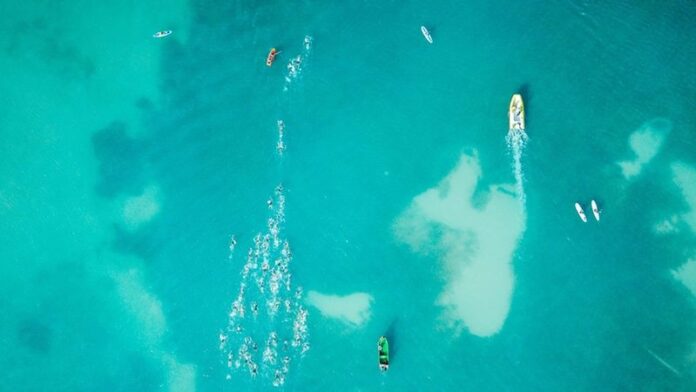 Challenge Aruba aerial swim view Challenge Aruba aerial swim view