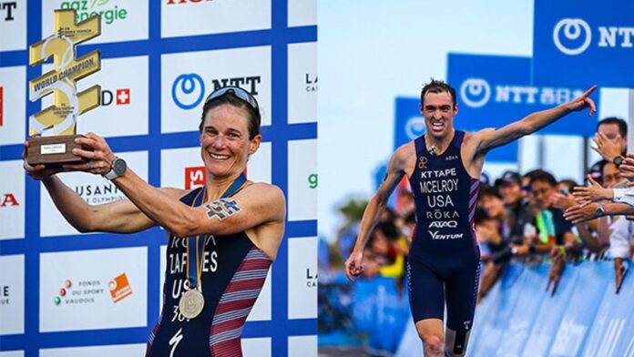 200302_Katie Zaferes and Matt McElroy, the ITU - Olympic Triathletes of the Year - photo credit - ITU Media - Tommy Zaferes