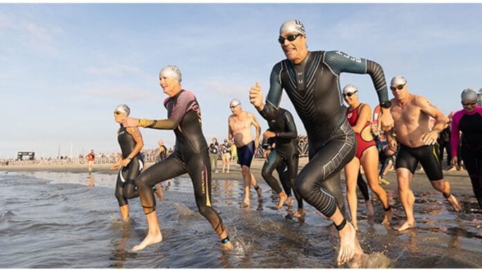 20719_Andy Potts, Michellie Jones and Barb Lindquist at Olympian Pro-Am Relay at Toyota Legacy Triathlon - image credit Corey Sandler