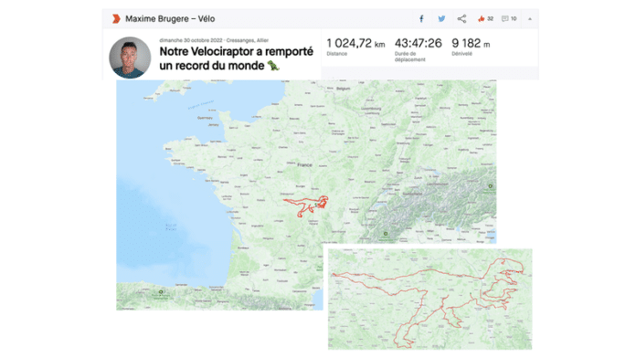 230321_Largest Strava art on record set by French velociraptor