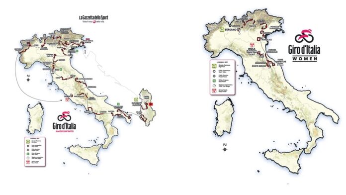 Giro d'Italia and Giro d'Italia Women 2025 routes