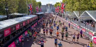 TCS London Marathon breaks finisher world record with 59,830 participants TCS London Marathon participants on The Mall - image credit London Marathon Events