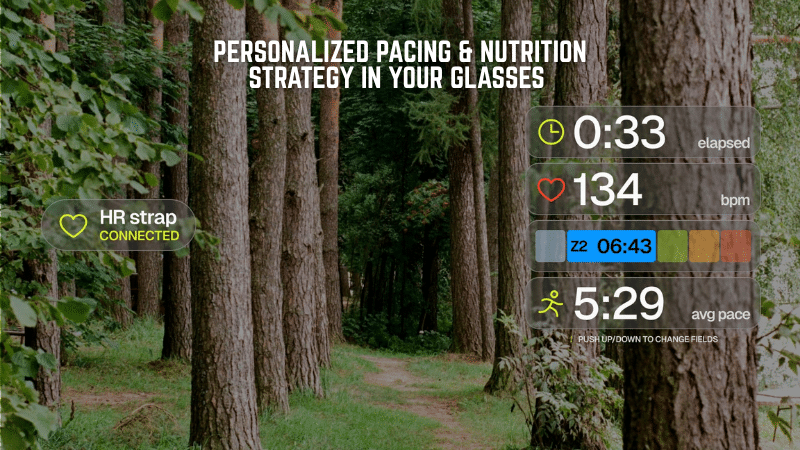 RacePace and Minimis heads-up display for smart glasses